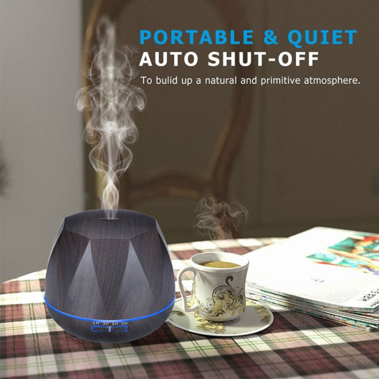 Diamond Wood Grain Remote Control Ultrasonic Humidifier Aromatherapy Machine Automatic Alcohol Sprayer with LED Lights, Capacity: 400mL, US Plug (Dark Wood Color) - free shipping - PMC TechLife - Order now!
