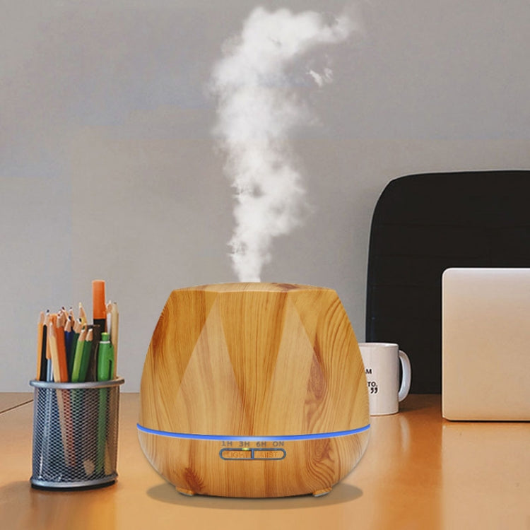 Diamond Wood Grain Remote Control Ultrasonic Humidifier Aromatherapy Machine Automatic Alcohol Sprayer with LED Lights, Capacity: 400mL, UK Plug (Light Wood Color) - free shipping - PMC TechLife - Order now!