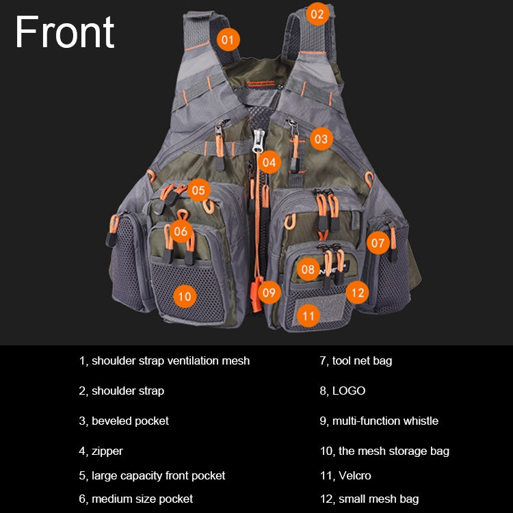 MANNER Outdoor Multifunctional Fishing Life Vest Swimming Life Jacket (Army Green) - Others by PMc TechLife | Online Shopping South Africa | PMc TechLife | Buy Now Pay Later Mobicred