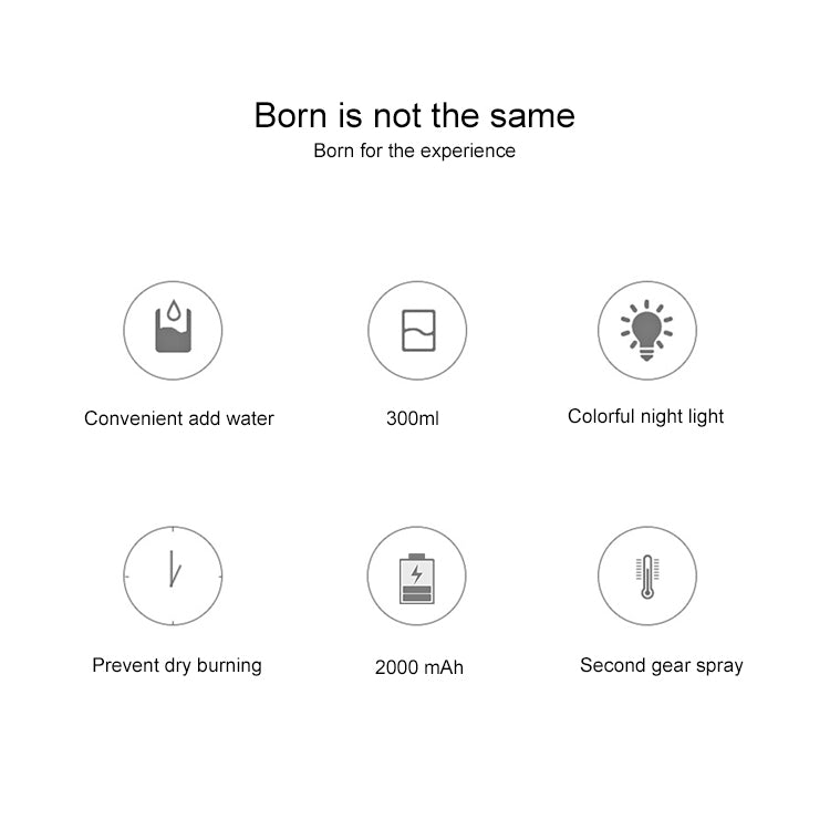 WT-H16 USB Charging Water Pattern Atomizing Humidifier with Colorful Night Lights, Water Tank Capacity: 300mL (White) - free shipping - PMC TechLife - Order now!