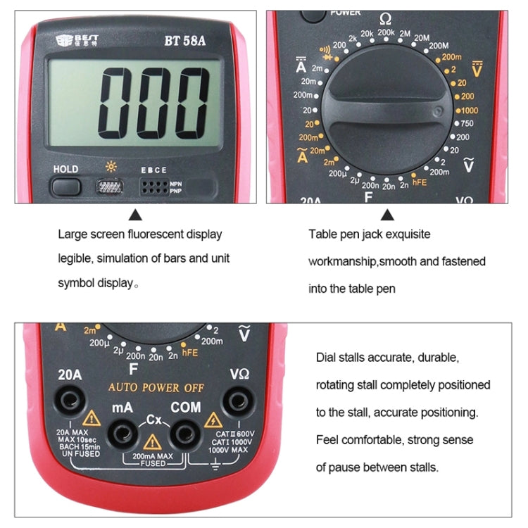 Repair Tools for Mobile & Tablet, BEST-58A Multi Function Digital Multimeter - Current & Voltage Tester by BEST | Online Shopping South Africa | PMC TechLife | Buy Now Pay Later Mobicred