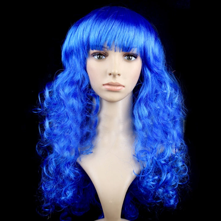 Colorful Wild-Curl Up Party Headwear Wavy Long PET Wigs For Female(Royal Blue) - free shipping - PMC TechLife - Order now!