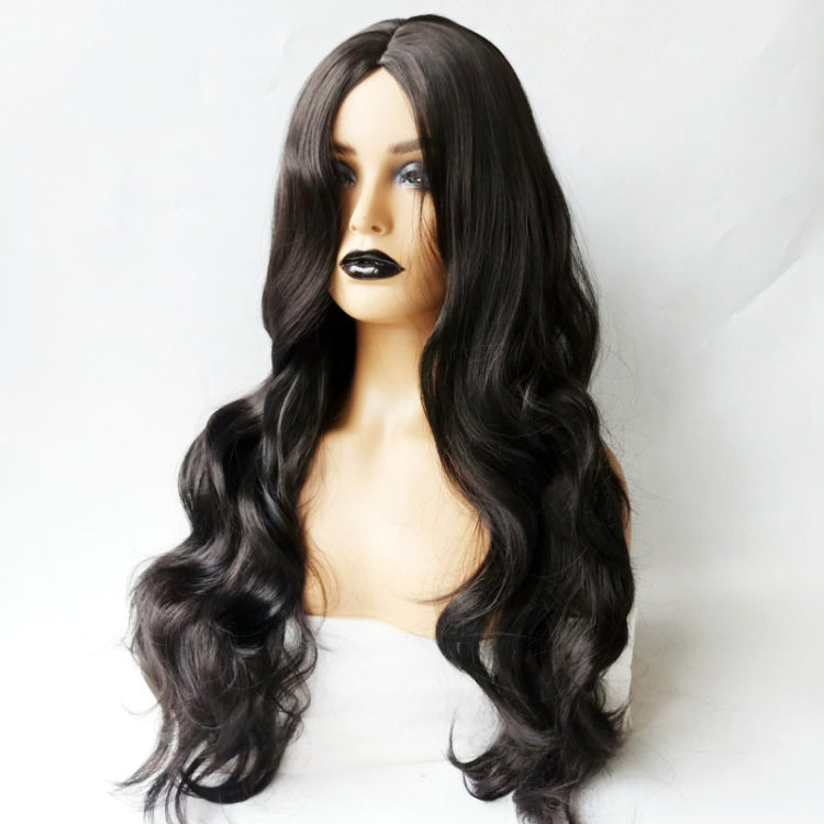Centre-parted Big Curve Long Curls Wig Chemical Fiber Hair Full Headgear for Women (Black) - free shipping - PMC TechLife - Order now!
