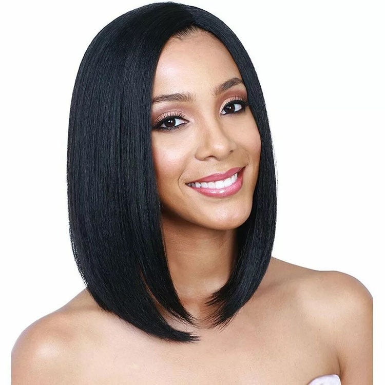 Centre-parted Fluffy Shoulder-length Straight Hair Wig Headgear for Women (Black) - free shipping - PMC TechLife - Order now!