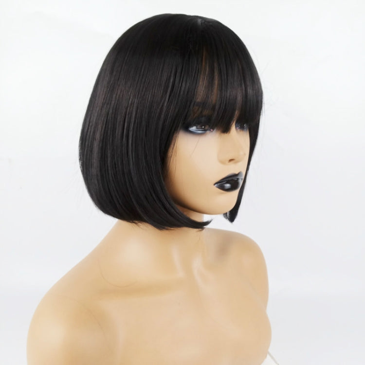 Neat Bang Bobo Short Straight Hair Wig Chemical Fiber Hair Headgear for Women (Black) - free shipping - PMC TechLife - Order now!
