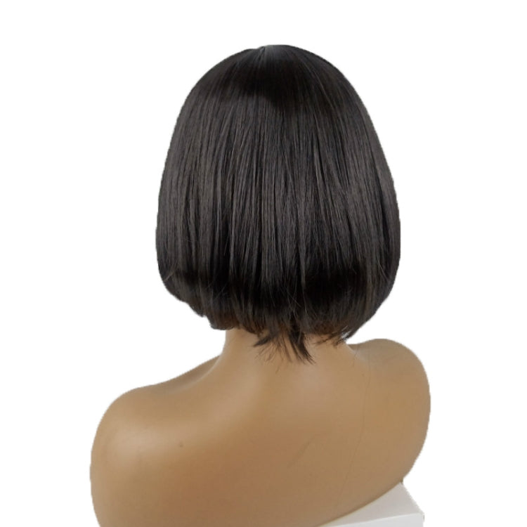 Neat Bang Bobo Short Straight Hair Wig Chemical Fiber Hair Headgear for Women (Black) - free shipping - PMC TechLife - Order now!