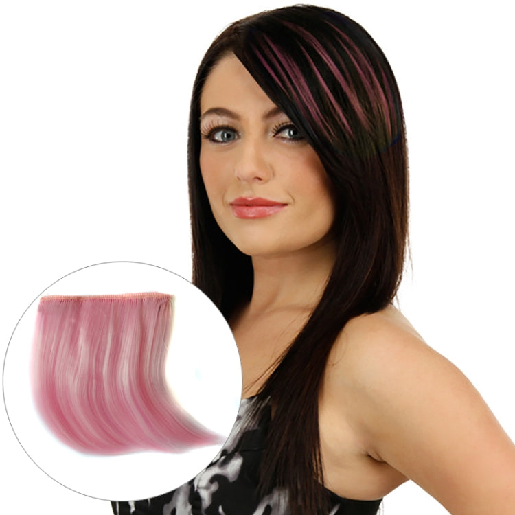 Color Gradient Invisible Seamless Hair Extension Wig Piece Straight Hair Piece Color Bangs Hair Piece(Pink) - free shipping - PMC TechLife - Order now!