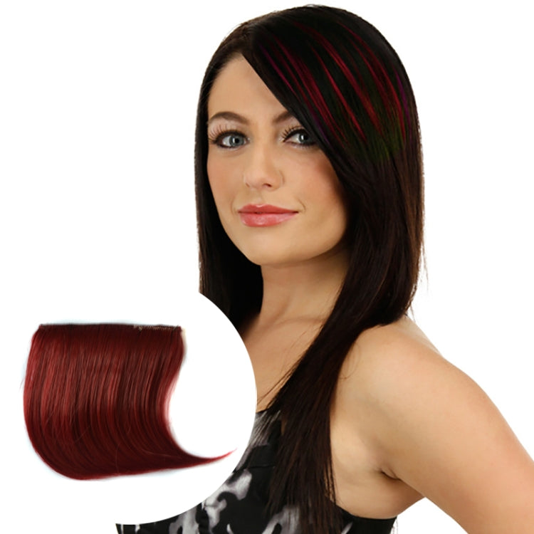 Color Gradient Invisible Seamless Hair Extension Wig Piece Straight Hair Piece Color Bangs Hair Piece(Wine Red) - free shipping - PMC TechLife - Order now!