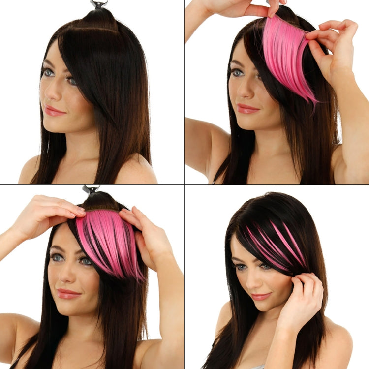 Color Gradient Invisible Seamless Hair Extension Wig Piece Straight Hair Piece Color Bangs Hair Piece(White) - free shipping - PMC TechLife - Order now!