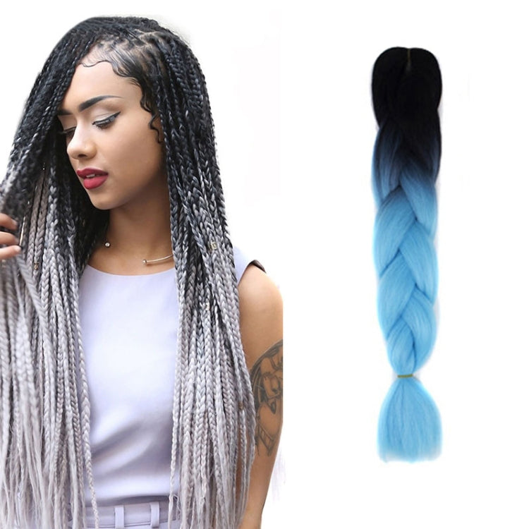 Fashion Color Gradient Individual Braid Wigs Chemical Fiber Big Braids, Length: 60cm(53 Black+Sky Blue) - free shipping - PMC TechLife - Order now!