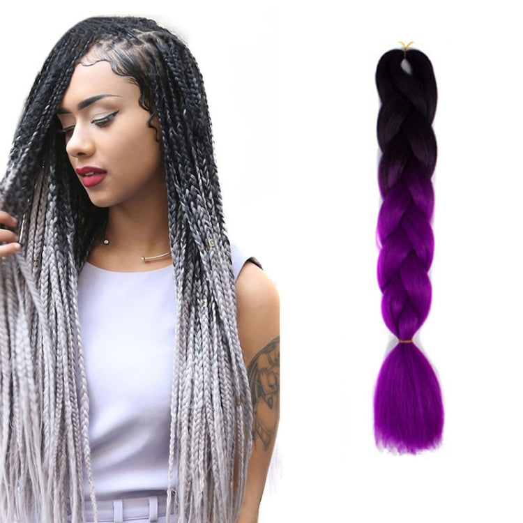 Fashion Color Gradient Individual Braid Wigs Chemical Fiber Big Braids, Length: 60cm(55 Black+Purple Red) - free shipping - PMC TechLife - Order now!