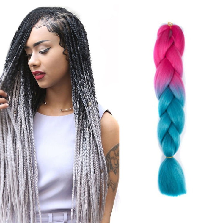 Fashion Color Gradient Individual Braid Wigs Chemical Fiber Big Braids, Length: 60cm(13 Peach Red+Lake Blue) - free shipping - PMC TechLife - Order now!