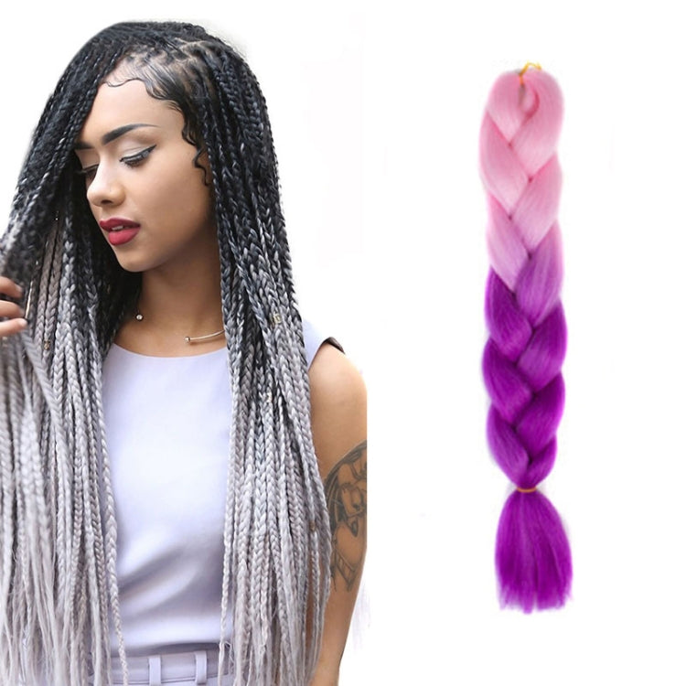 Fashion Color Gradient Individual Braid Wigs Chemical Fiber Big Braids, Length: 60cm(20 Light Pink+Purple Red) - free shipping - PMC TechLife - Order now!