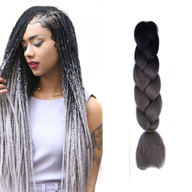 Fashion Color Gradient Individual Braid Wigs Chemical Fiber Big Braids, Length: 60cm(32 Black+Dark Grey) - free shipping - PMC TechLife - Order now!
