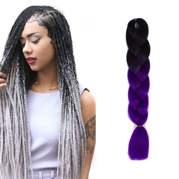 Fashion Color Gradient Individual Braid Wigs Chemical Fiber Big Braids, Length: 60cm(39 Black+Dark Purple) - free shipping - PMC TechLife - Order now!