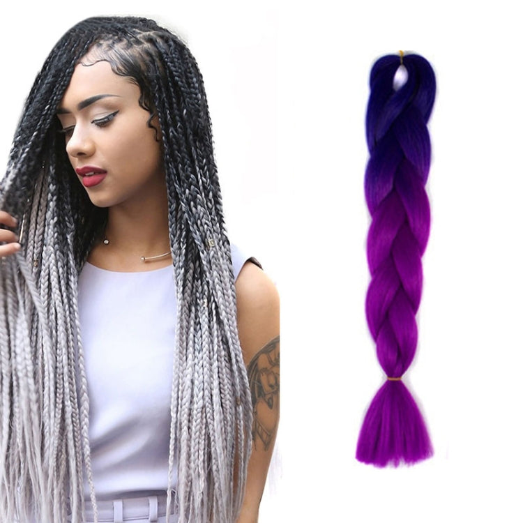 Fashion Color Gradient Individual Braid Wigs Chemical Fiber Big Braids, Length: 60cm(40 Sapphire+Purple Red) - free shipping - PMC TechLife - Order now!
