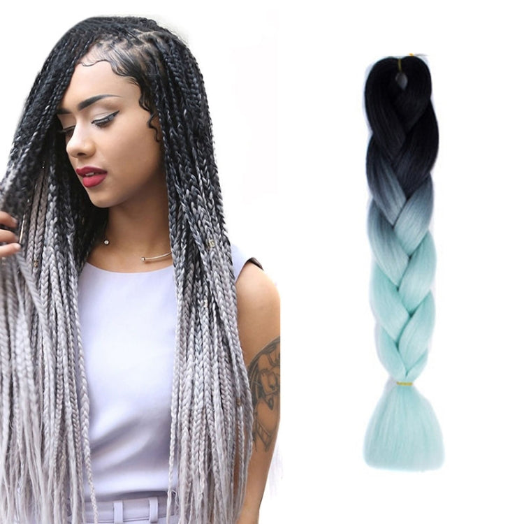 Fashion Color Gradient Individual Braid Wigs Chemical Fiber Big Braids, Length: 60cm(41 Black+Light Green) - free shipping - PMC TechLife - Order now!