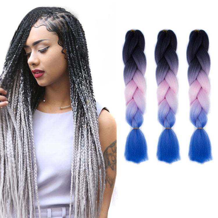 Fashion Color Gradient Individual Braid Wigs Chemical Fiber Big Braids, Length: 60cm(21 Black+Pink+Sapphire) - free shipping - PMC TechLife - Order now!