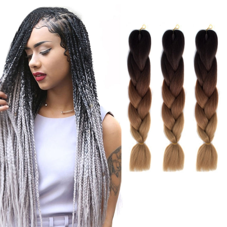 Fashion Color Gradient Individual Braid Wigs Chemical Fiber Big Braids, Length: 60cm(37 Black+Dark Brown+Light Brown) - free shipping - PMC TechLife - Order now!