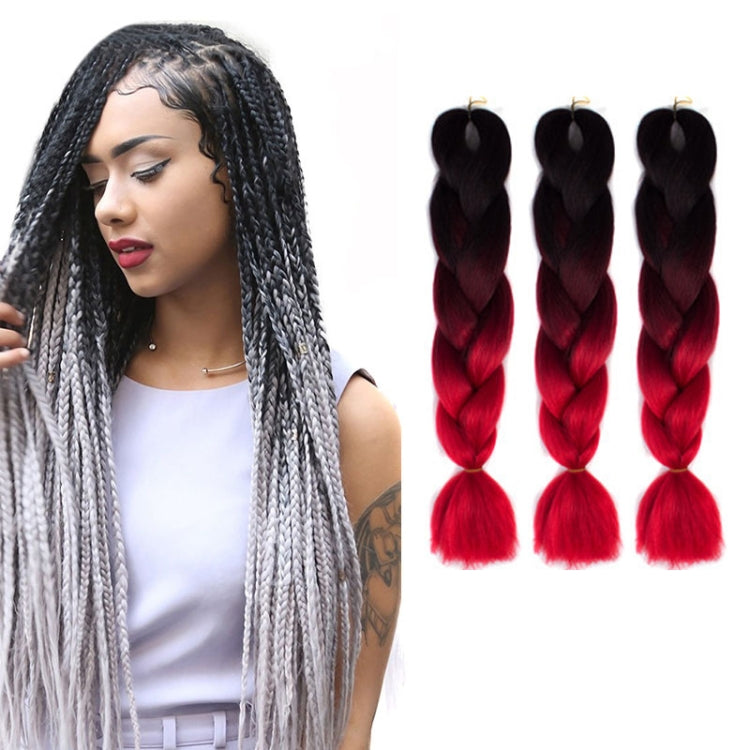 Fashion Color Gradient Individual Braid Wigs Chemical Fiber Big Braids, Length: 60cm(45 Black+Wine Red+Red) - free shipping - PMC TechLife - Order now!