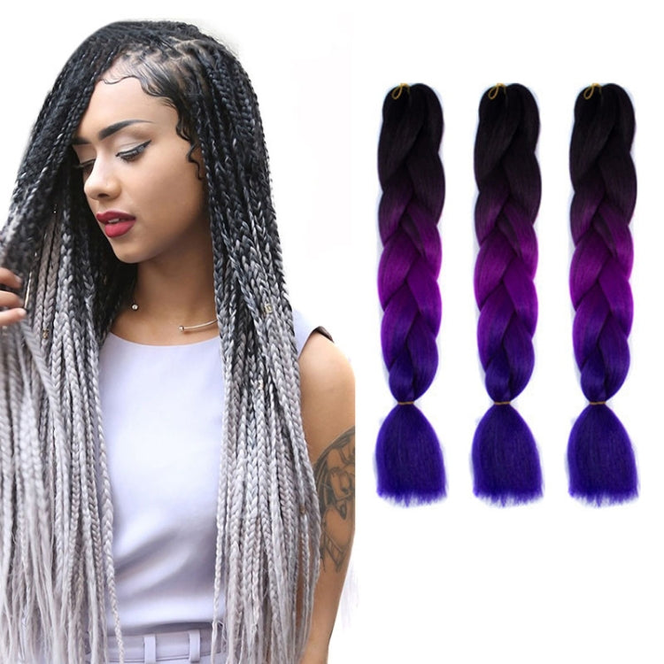 Fashion Color Gradient Individual Braid Wigs Chemical Fiber Big Braids, Length: 60cm(49 Black+Purple Red+Blue Purple) - free shipping - PMC TechLife - Order now!