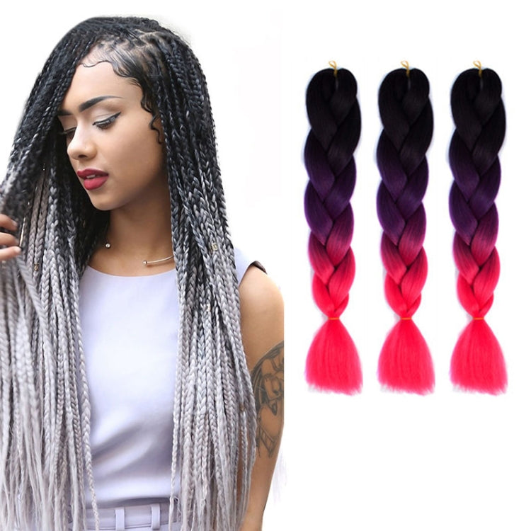 Fashion Color Gradient Individual Braid Wigs Chemical Fiber Big Braids, Length: 60cm(51 Black+Purple+Peach Red) - free shipping - PMC TechLife - Order now!