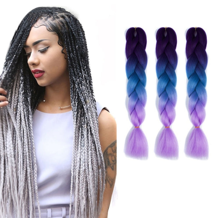 Fashion Color Gradient Individual Braid Wigs Chemical Fiber Big Braids, Length: 60cm(56 Purple+Lake Blue+Light Purple) - free shipping - PMC TechLife - Order now!