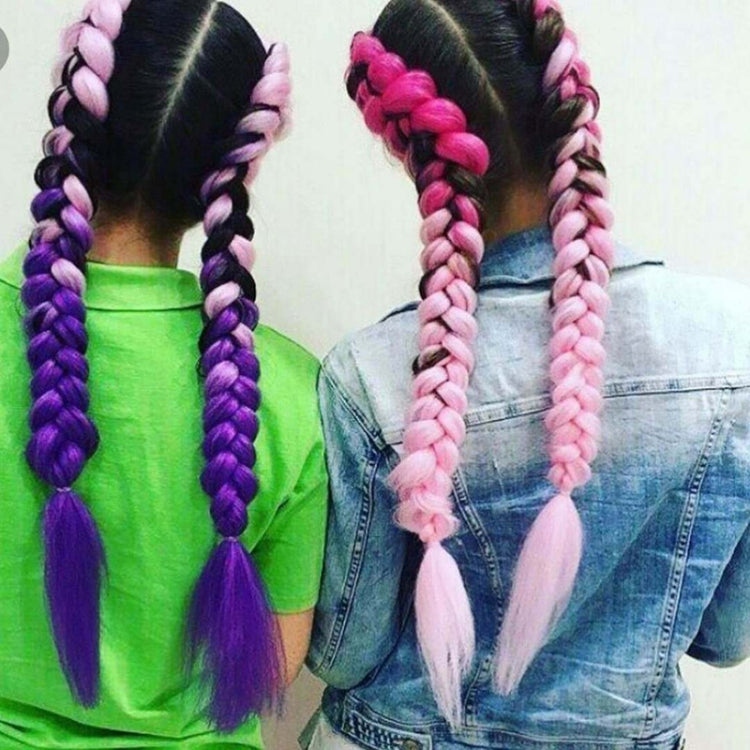 Fashion Color Gradient Individual Braid Wigs Chemical Fiber Big Braids, Length: 60cm(56 Purple+Lake Blue+Light Purple) - free shipping - PMC TechLife - Order now!