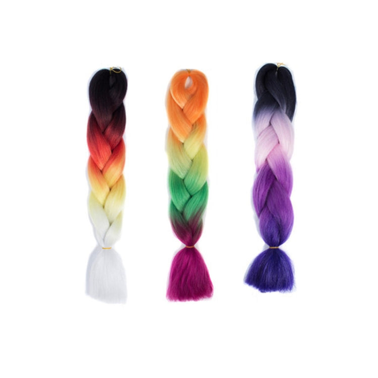 Fashion Color Gradient Individual Braid Wigs Chemical Fiber Big Braids, Length: 60cm(25 Black+Red+Yellow+White) - free shipping - PMC TechLife - Order now!