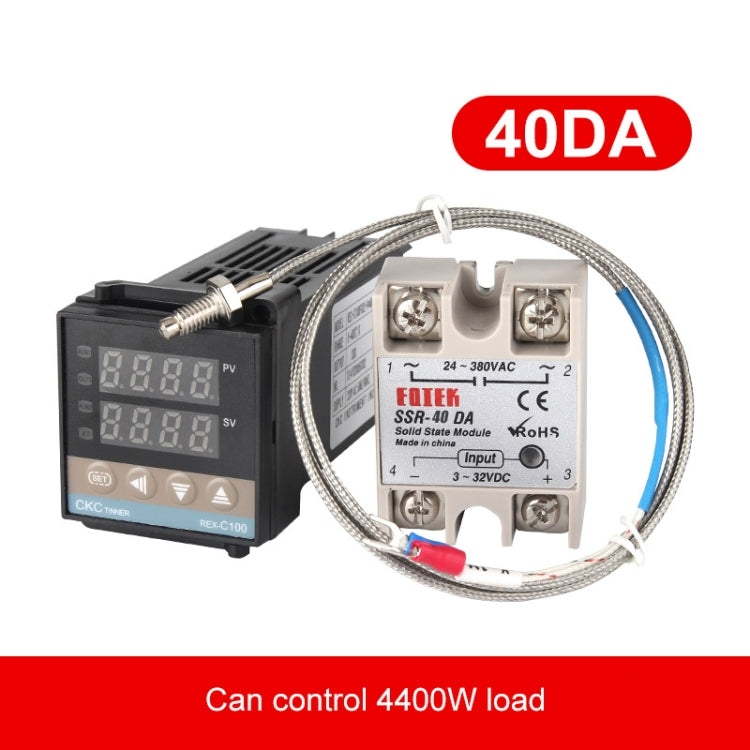 REX-C100 Thermostat + Thermocouple + SSR-40 DA Solid State Module Intelligent Temperature Control Kit - Components Kits by PMC TechLife | Online Shopping South Africa | PMC TechLife