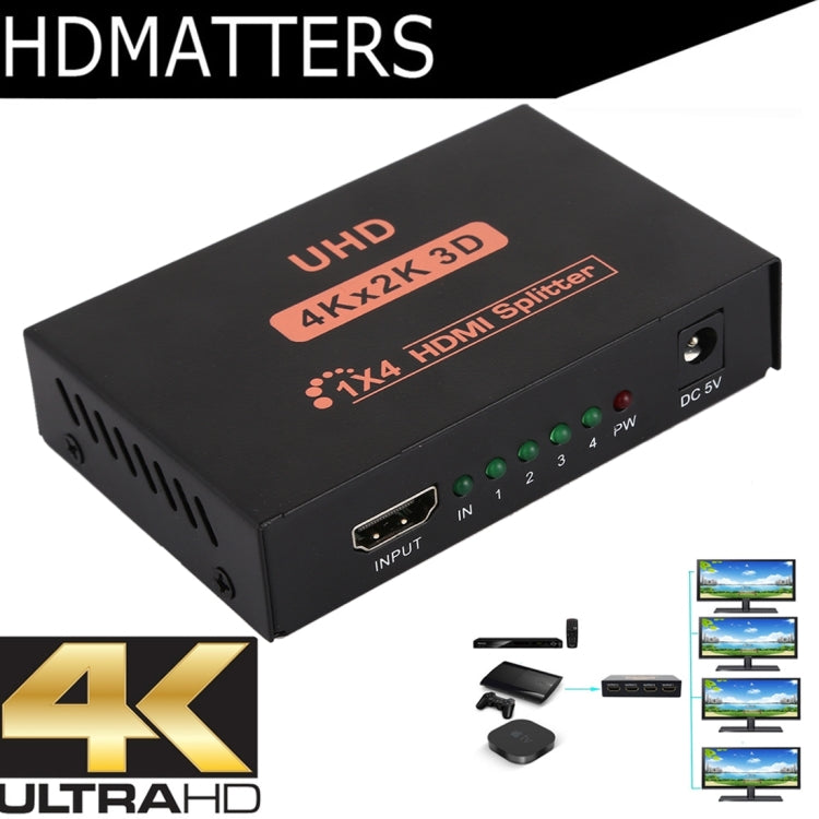 CY10 UHD 4K x 2K 3D 1 x 4 HDMI Splitter (UK Plug) - Splitter by PMC TechLife | Online Shopping South Africa | PMC TechLife | Buy Now Pay Later Mobicred