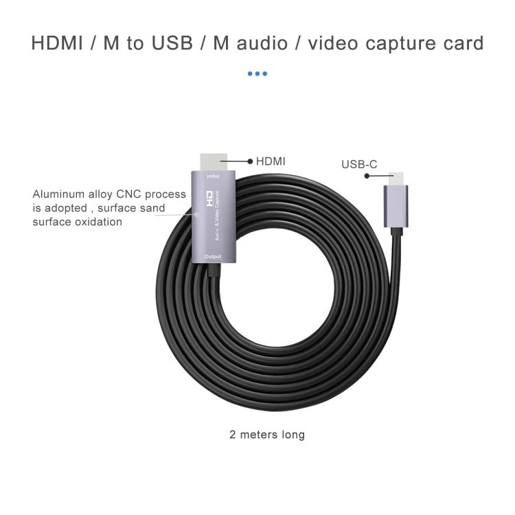 Z36A HDMI Male to USB-C / Type-C Male HD Video Capture Card, Cable Length: 2m - free shipping - PMC Jewellery - Order now!