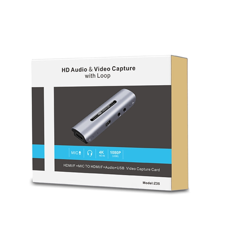 Z35 HDMI Female + Mic to HDMI Female + Audio + USB HD Video & Audio Capture Card with Loop - free shipping - PMC Jewellery - Order now!