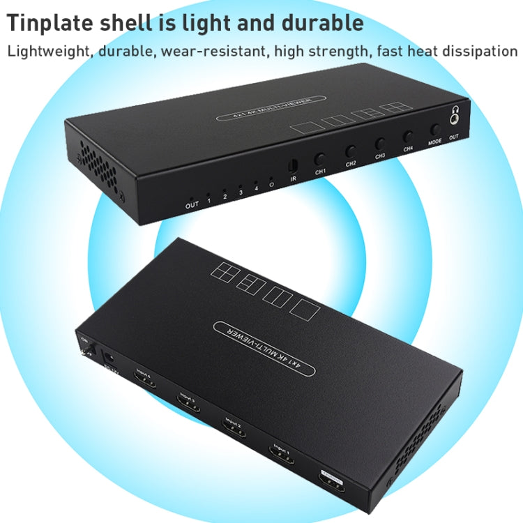 Measy MV4341 4K 30Hz 4 In 1 Out HDMI Quad Screen Splitter, Plug Type: EU Plug (Black) - free shipping - PMC Jewellery - Order now!