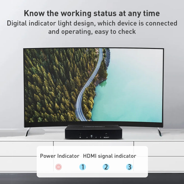 Measy SWH4631 4K 60Hz 3 In 1 Out HDMI Converter Switcher, Plug Type: US Plug (Black) - free shipping - PMC Jewellery - Order now!