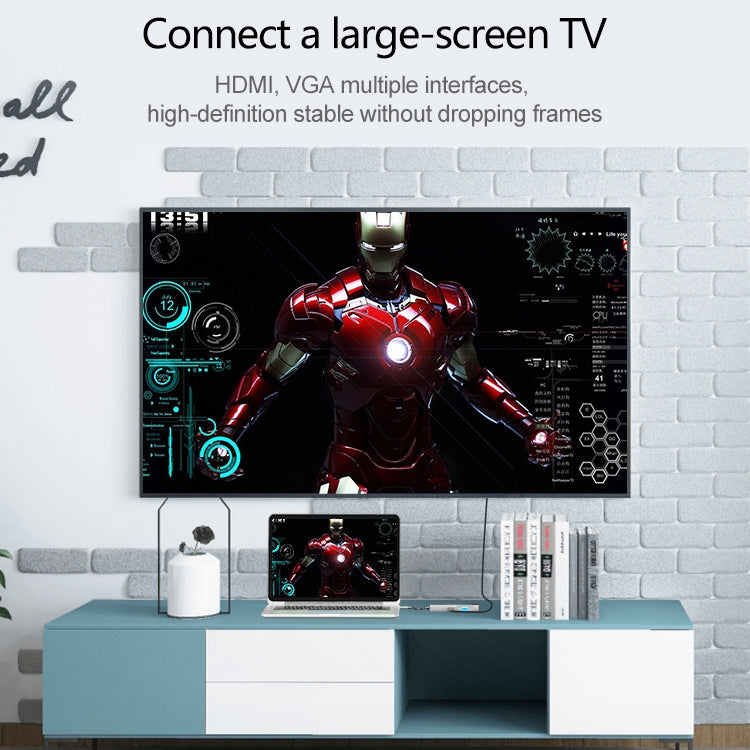 HW-TC12 8 In 1 Type-C / USB-C Multifunctional Extension HUB Adapter Hdmi / Vga Hub Card Reader + Network Card - free shipping - PMC Jewellery - Order now!