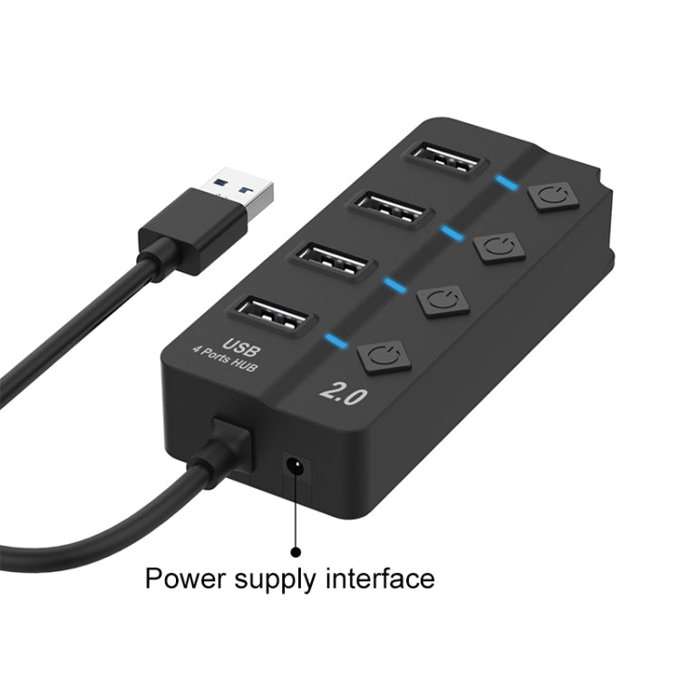 Onten 5301 USB 3.0 Male to 4 USB 2.0 Female Splitter Extender with Independent Switch - USB 2.0 HUB by Onten | Online Shopping South Africa | PMC TechLife | Buy Now Pay Later Mobicred