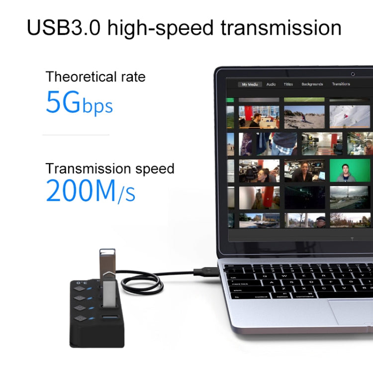 Onten 5301 USB 3.0 Male to 4 USB 2.0 Female Splitter Extender with Independent Switch - USB 2.0 HUB by Onten | Online Shopping South Africa | PMC TechLife | Buy Now Pay Later Mobicred