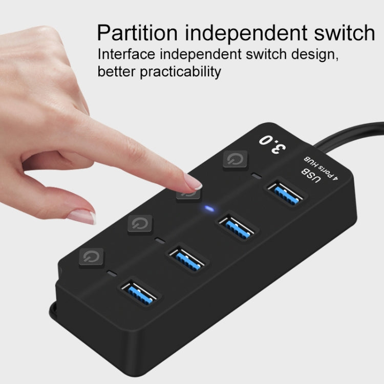 Onten 5301 USB 3.0 Male to 4 USB 2.0 Female Splitter Extender with Independent Switch - USB 2.0 HUB by Onten | Online Shopping South Africa | PMC TechLife | Buy Now Pay Later Mobicred