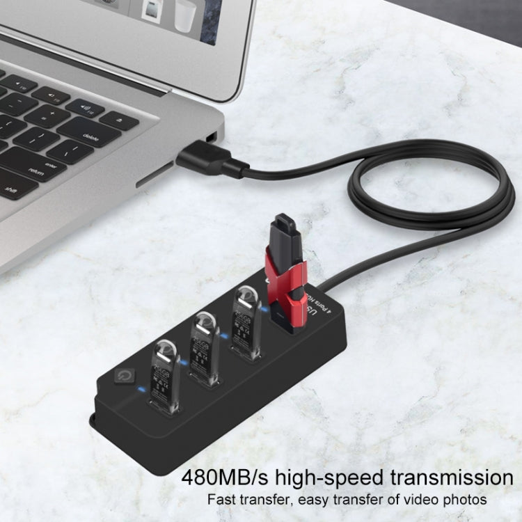 Onten 5301 USB 3.0 Male to 4 USB 2.0 Female Splitter Extender with Independent Switch - USB 2.0 HUB by Onten | Online Shopping South Africa | PMC TechLife | Buy Now Pay Later Mobicred