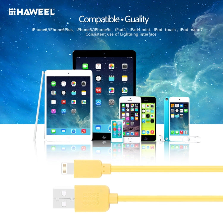 HAWEEL 1m High Speed 35 Cores 8 Pin to USB Sync Charging Cable for iPhone, iPad(Yellow) - free shipping - PMC Jewellery - Order now!