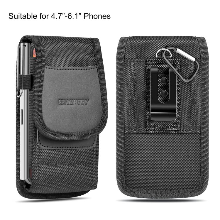 HAWEEL 4.7-6.1 inch Nylon Cloth Phone Belt Clip Carrying Pouch with Card Slot (Black) - free shipping - PMC TechLife - Order now!