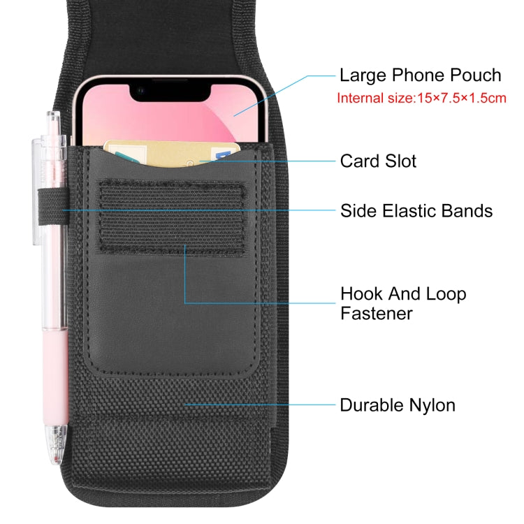 HAWEEL 4.7-6.1 inch Nylon Cloth Phone Belt Clip Carrying Pouch with Card Slot (Black) - free shipping - PMC TechLife - Order now!