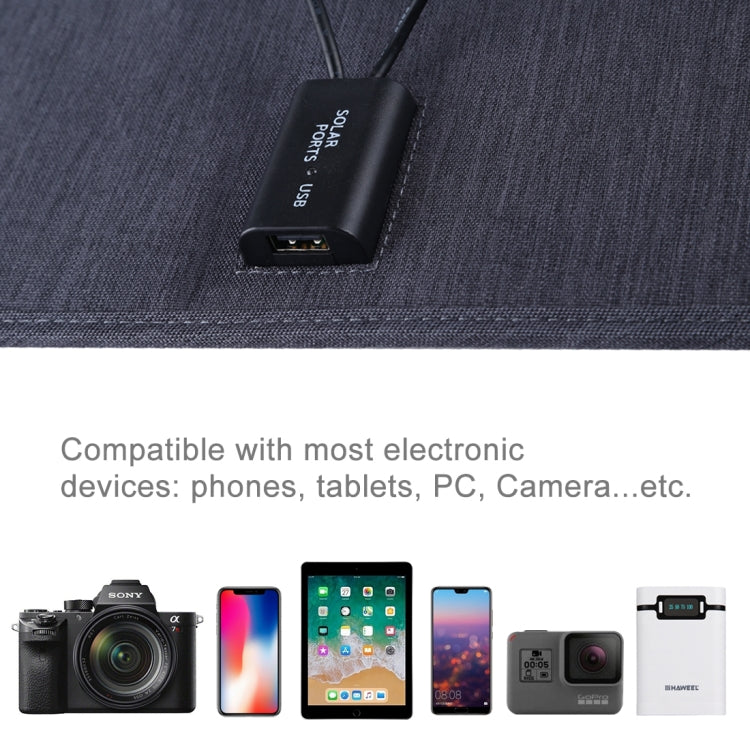 HAWEEL Portable 20W Monocrystalline Silicon Solar Power Panel Charger, with USB Port & Holder & Tiger Clip, Support QC3.0 and AFC(Black) - Charger by HAWEEL | Online Shopping South Africa | PMC TechLife | Buy Now Pay Later Mobicred