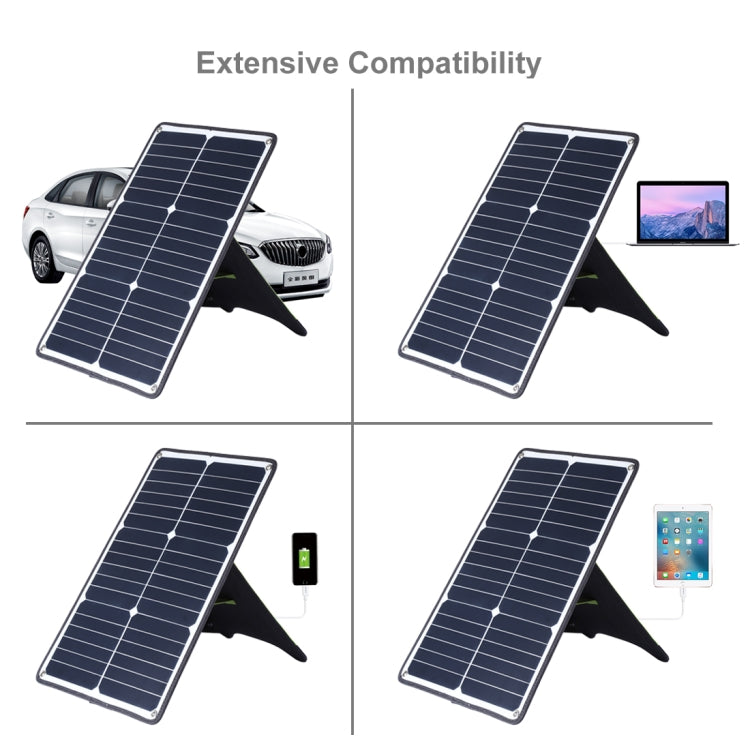 HAWEEL Portable 20W Monocrystalline Silicon Solar Power Panel Charger, with USB Port & Holder & Tiger Clip, Support QC3.0 and AFC(Black) - Charger by HAWEEL | Online Shopping South Africa | PMC TechLife | Buy Now Pay Later Mobicred