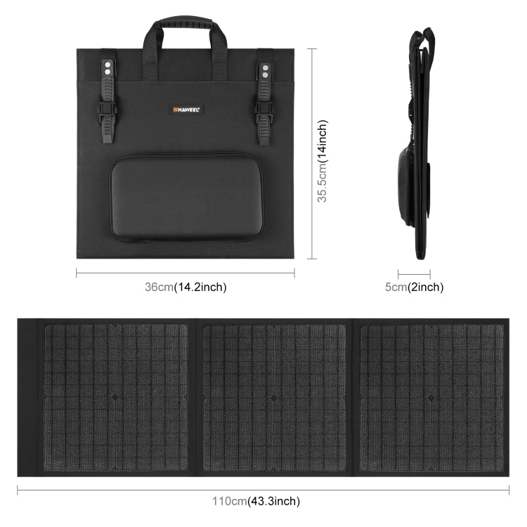 HAWEEL 60W Foldable Solar Panel Charger Travel Folding Bag(Black) - free shipping - PMC TechLife - Order now!