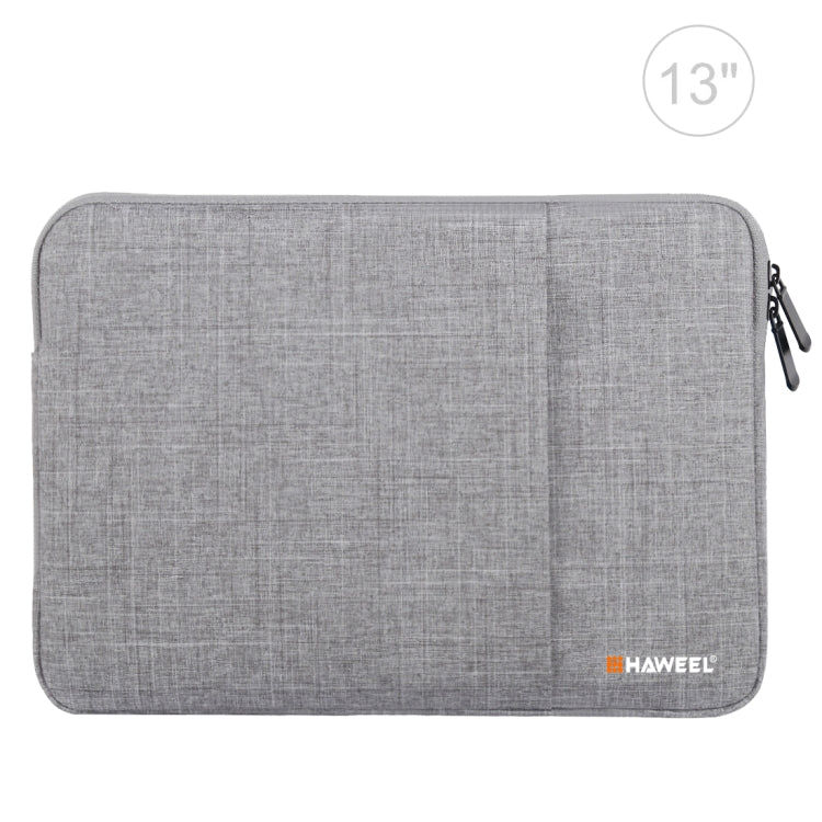 HAWEEL 13.0 inch Sleeve Case Zipper Briefcase Laptop Carrying Bag, For Macbook, Samsung, Lenovo, Sony, DELL Alienware, CHUWI, ASUS, HP, 13 inch and Below Laptops(Grey) - 13.3 inch by HAWEEL | Online Shopping South Africa | PMC TechLife | Buy Now Pay Later Mobicred