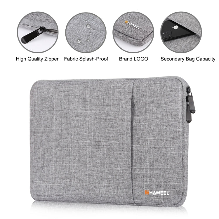 HAWEEL 13.0 inch Sleeve Case Zipper Briefcase Laptop Carrying Bag, For Macbook, Samsung, Lenovo, Sony, DELL Alienware, CHUWI, ASUS, HP, 13 inch and Below Laptops(Grey) - 13.3 inch by HAWEEL | Online Shopping South Africa | PMC TechLife | Buy Now Pay Later Mobicred