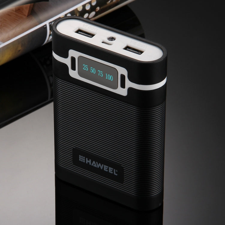 HAWEEL DIY 4 x 18650 Battery (Not Included) 10000mAh Power Bank Shell Box with 2 x USB Output & Display for iPhone, Galaxy, Sony, HTC, Google, Huawei, Xiaomi, Lenovo and other Smartphones(Black) - Power Bank Box by HAWEEL | Online Shopping South Africa | PMC TechLife | Buy Now Pay Later Mobicred