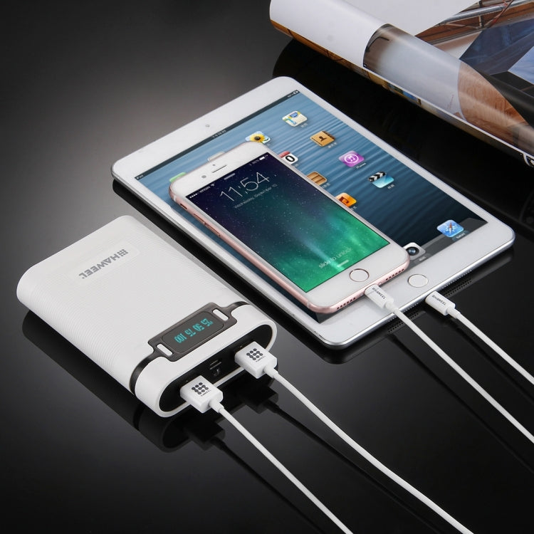 HAWEEL DIY 4 x 18650 Battery (Not Included) 10000mAh Power Bank Shell Box with 2 x USB Output & Display for iPhone, Galaxy, Sony, HTC, Google, Huawei, Xiaomi, Lenovo and other Smartphones(White) - free shipping - PMC TechLife - Order now!